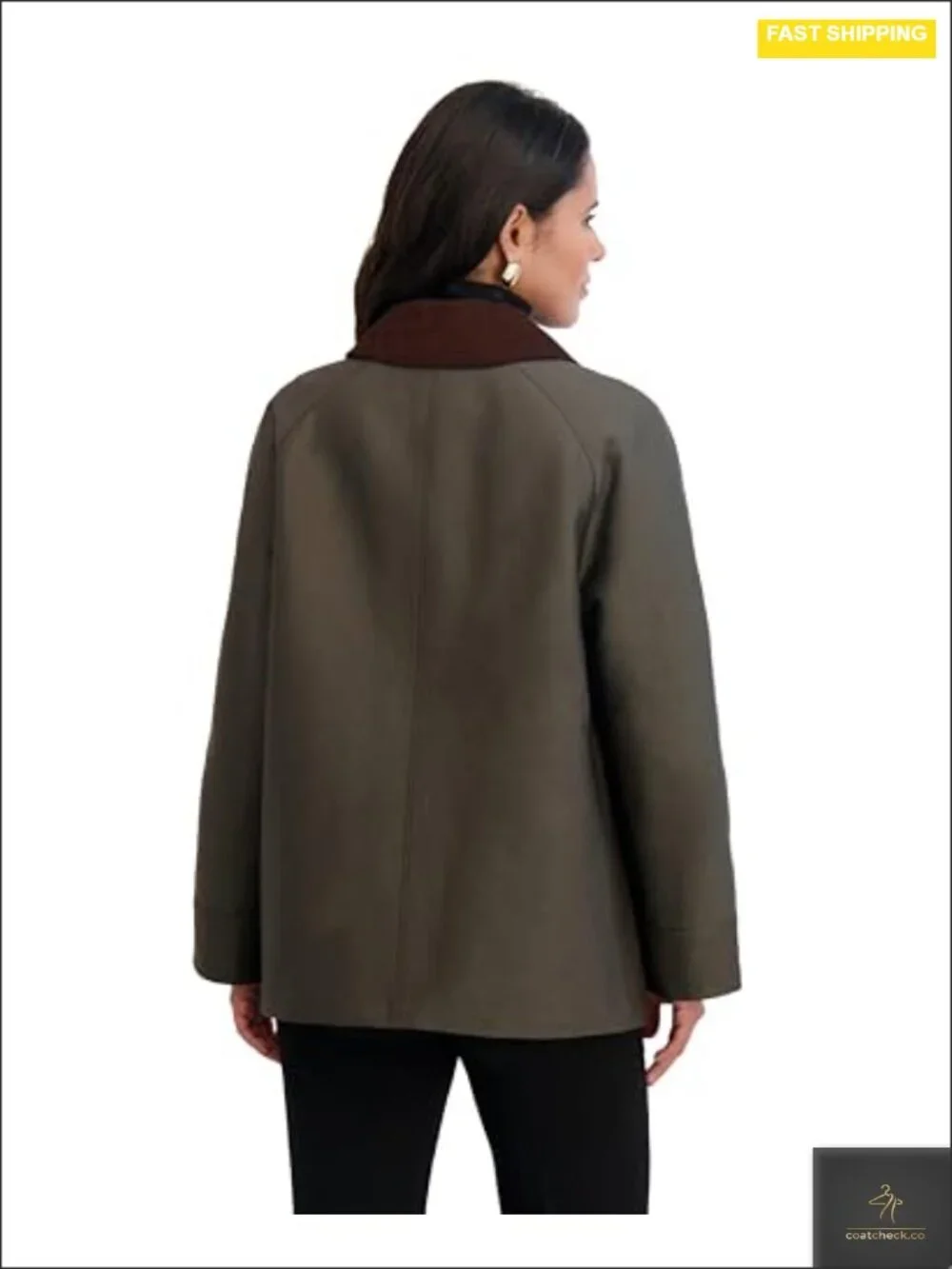 Women's Cotton Blend Barn Jacket Snap Front Fully Lined Cargo Pockets